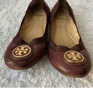 TORY BURCH Caroline Burgundy Leather Ballet F